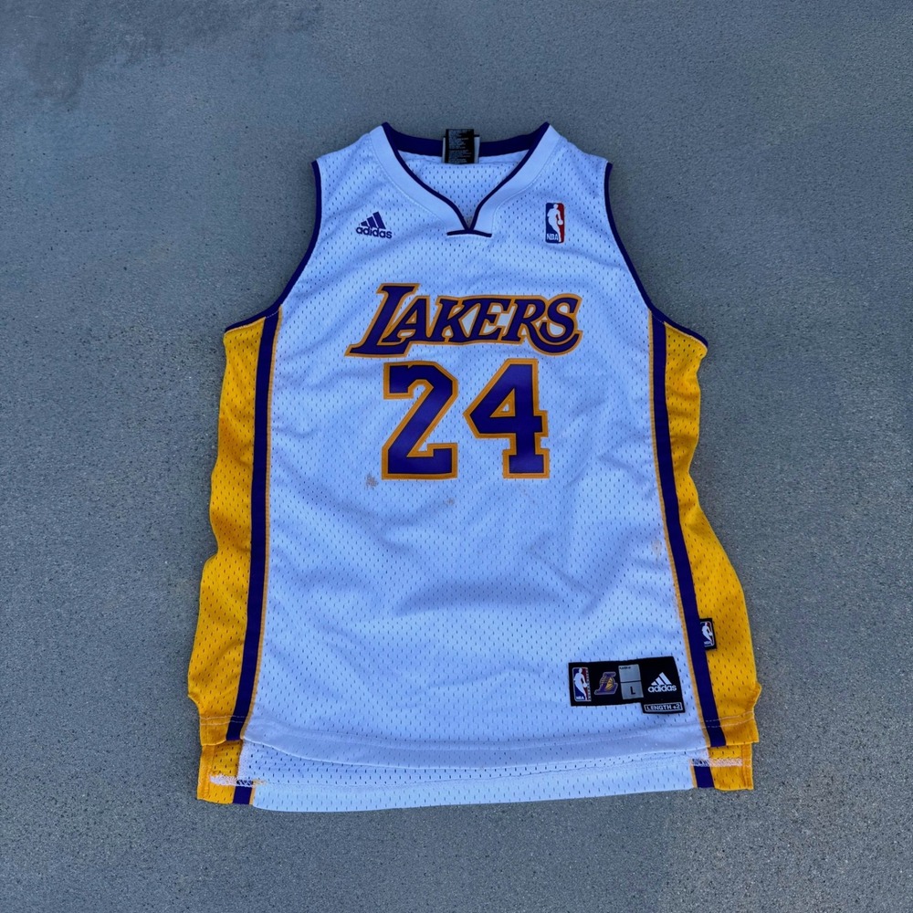 Kobe Bryant Lakers Adidas Jersey Youth Large 14-16 White 24 NBA Basketball